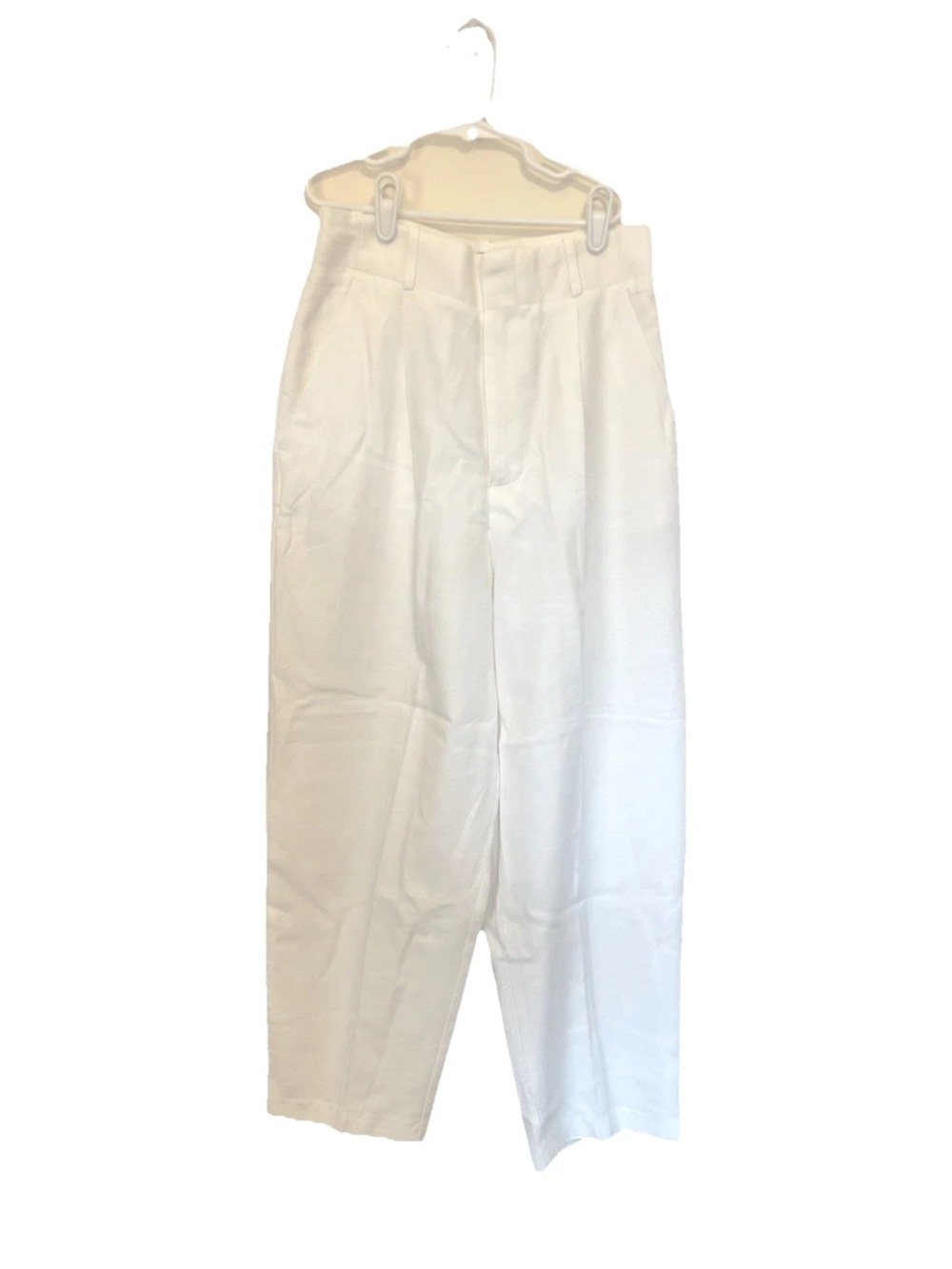 Zara High-Waisted White Wide-Leg Pants Pleated Linen Pants NWOT Vacation Resort